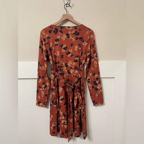 NWT Toad & Co Orange & Blue Tencel Organic Cotton Floral Wrap Flare Dress - Picture 6 of 9